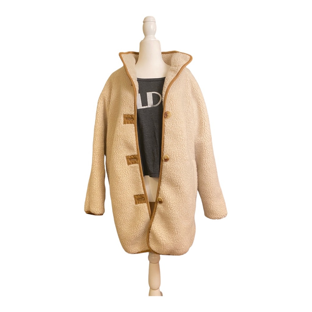 American Eagle Cozy Sherpa Winter Coat New Size XS Satin-Lined Ivory Cream